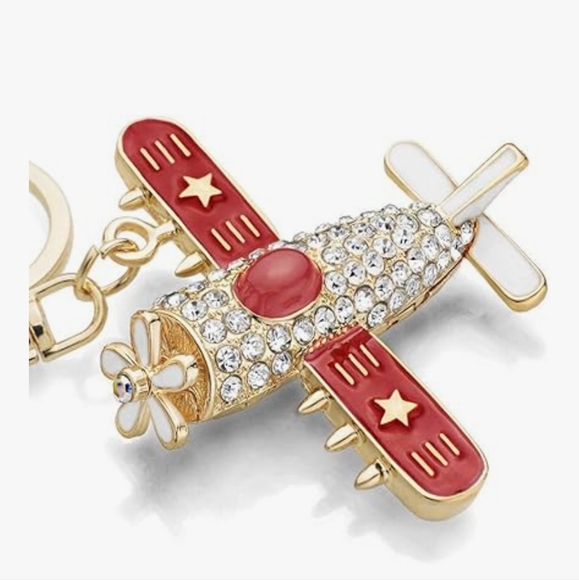 Red and Gold Airplane Keychain - Picture 6 of 8